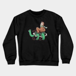 Funny Sloth Riding a Tortoise Turtle Crewneck Sweatshirt